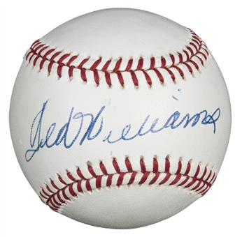 Ted Williams Single Signed OAL Brown Baseball (PSA/DNA)